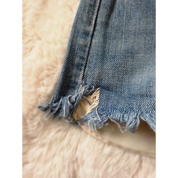 VTG y2k Abercrombie & Fitch Distressed Frayed Denim Mini skirt size 2 - Picture 7 of 10